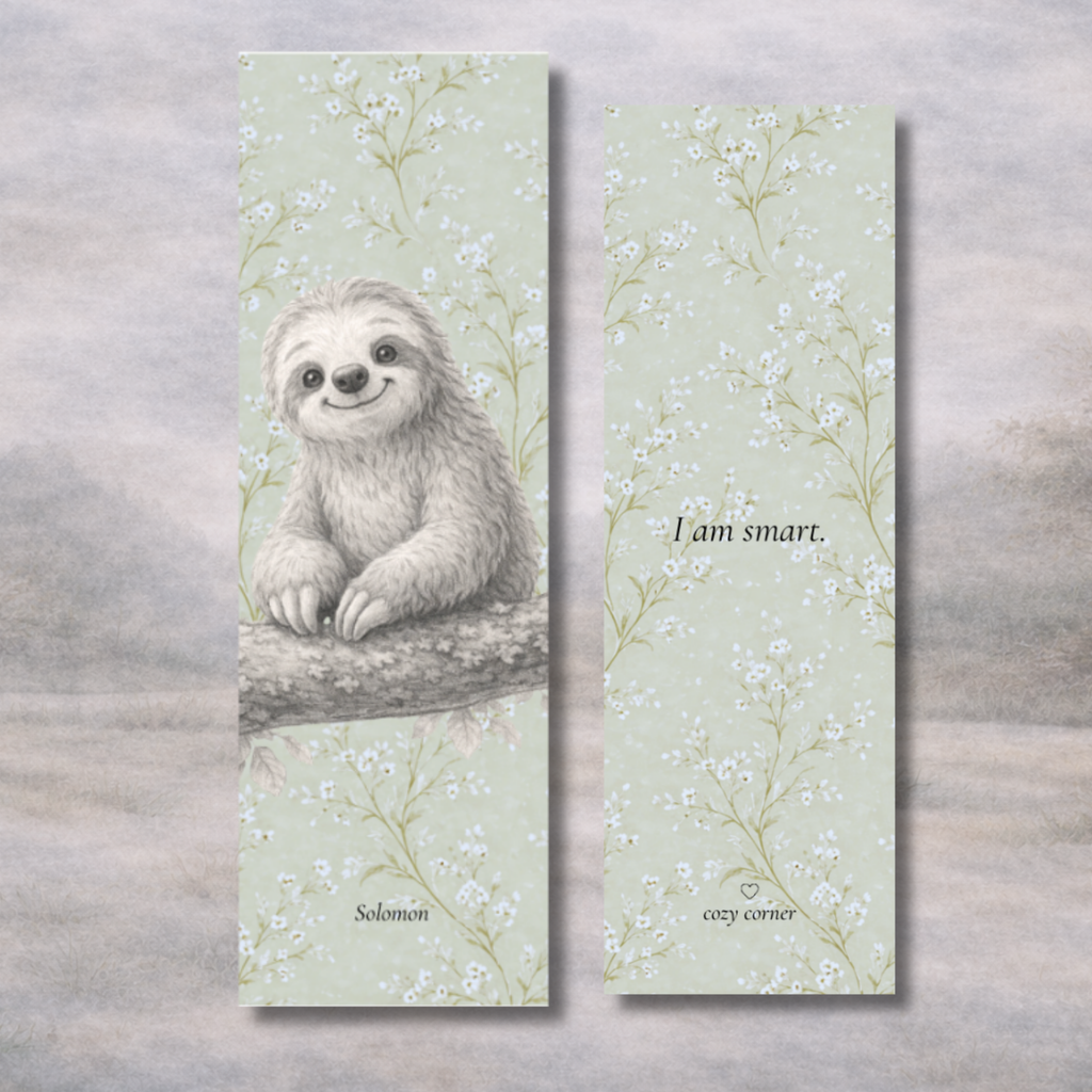Solomon the Sloth | “I Am Smart” Affirmation Bookmark